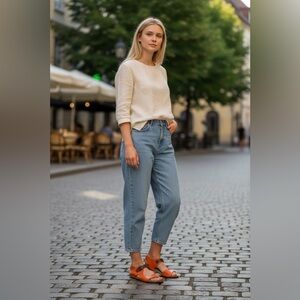 Bueno Orange Crush Leather Sandals